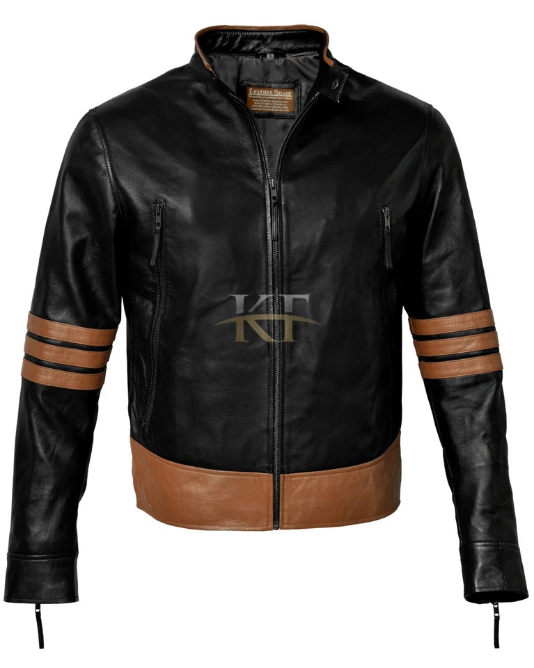 X-Men Wolverine Logan's XO Real Lambskin Leather Vintage Jacket Biker Style