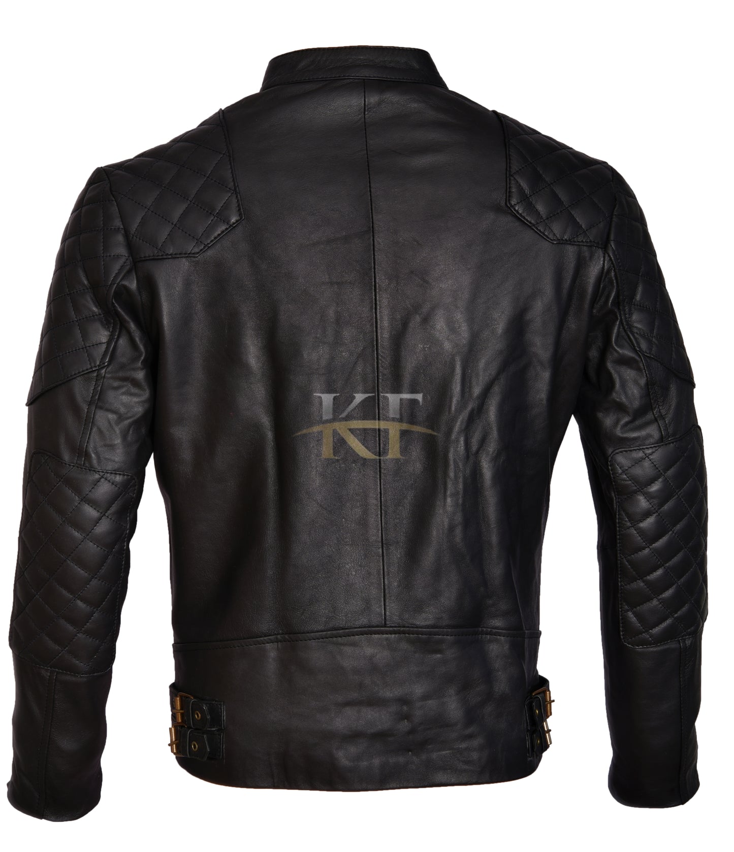 David Beckham Slim Fit Classic Biker Real Leather Motorcycle Men's Black Jacket
