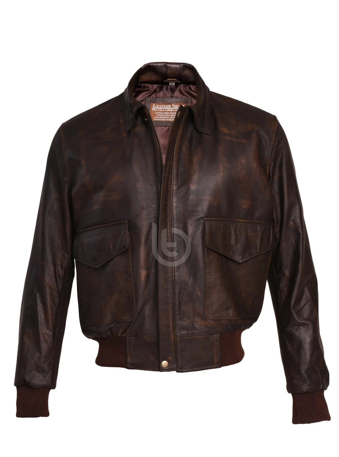New Men Aviator A-2 Flight A2 Jacket Brown Biker Real Leather Bomber Jacket