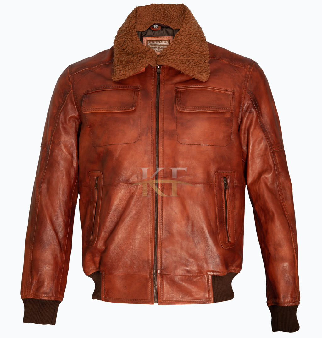 Aviator G-1 Flight Bomber Jacket – Soft Leather, Removable Fur Collar