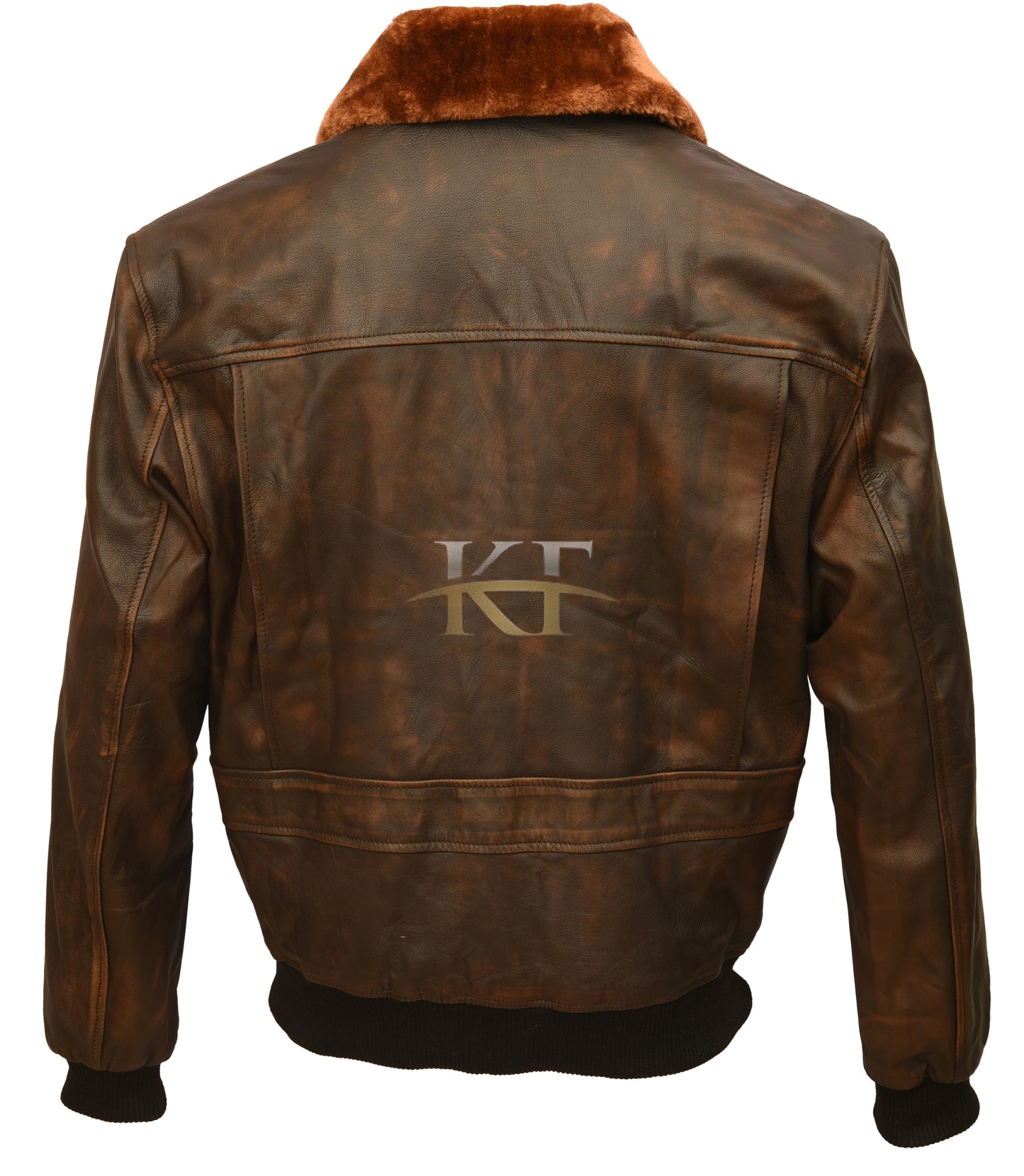 G-1 Aviator Flight Pilot Bomber Brown Fur Collar Distressed Brown Leather Jacket