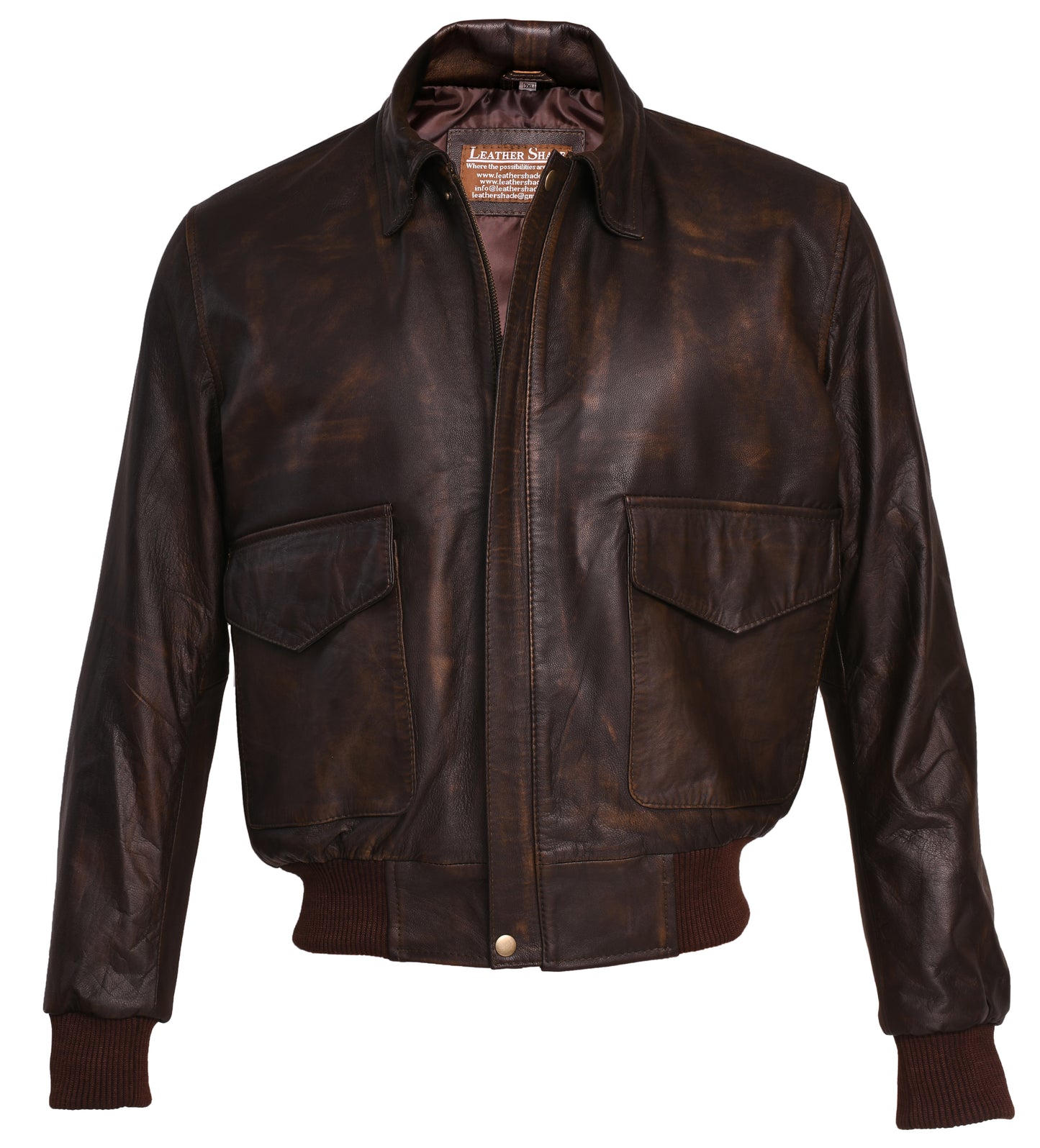 Men Aviator A-2 Flight A2 Jacket Brown Biker Real Leather Bomber Jacket