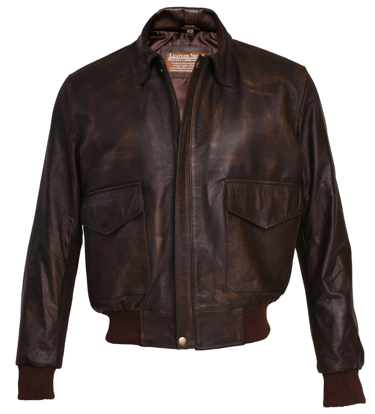 Men Aviator A-2 Flight A2 Jacket Brown Biker Real Leather Bomber Jacket
