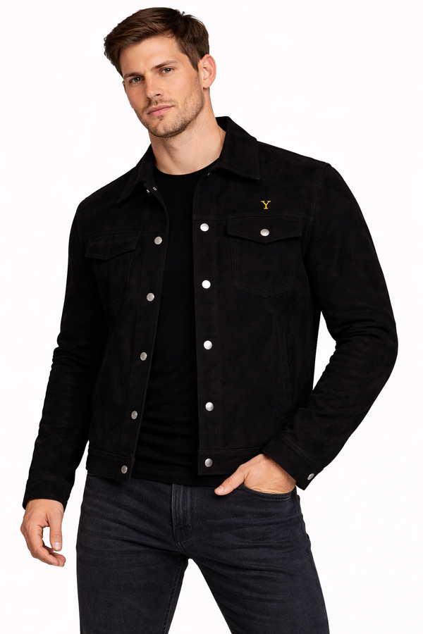 Yellowstone Cole Hauser Rip Wheeler Black Suede Leather Jacket