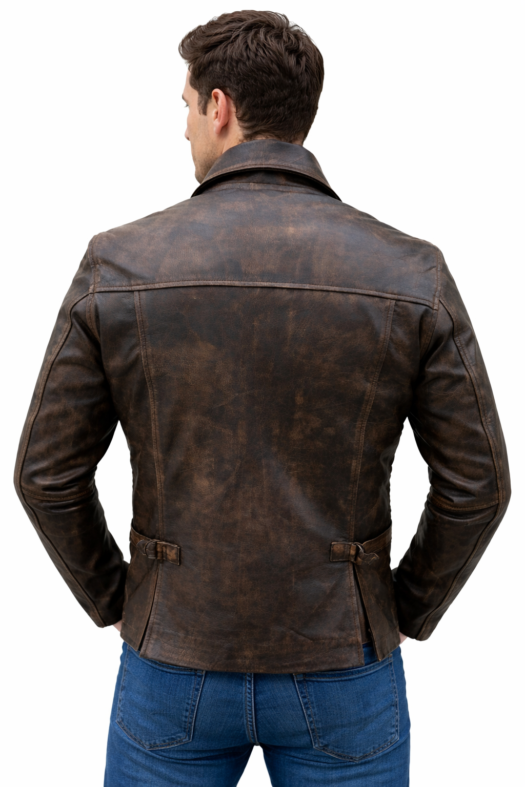 Mens Indiana Jones Harrison Ford Distressed Brown Genuine Cowhide Leather Jacket