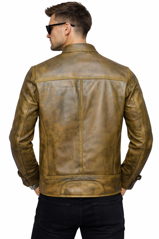 Men’s Antique Leather Jacket | Vintage Distressed Genuine Leather Biker Jacket