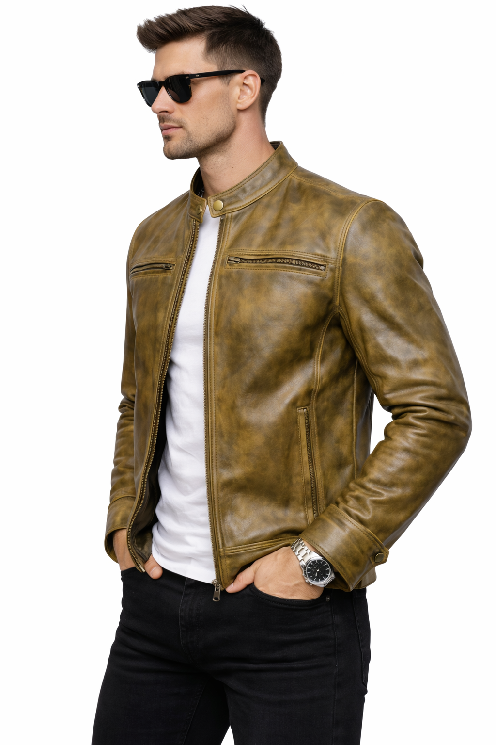 Men’s Antique Leather Jacket | Vintage Distressed Genuine Leather Biker Jacket