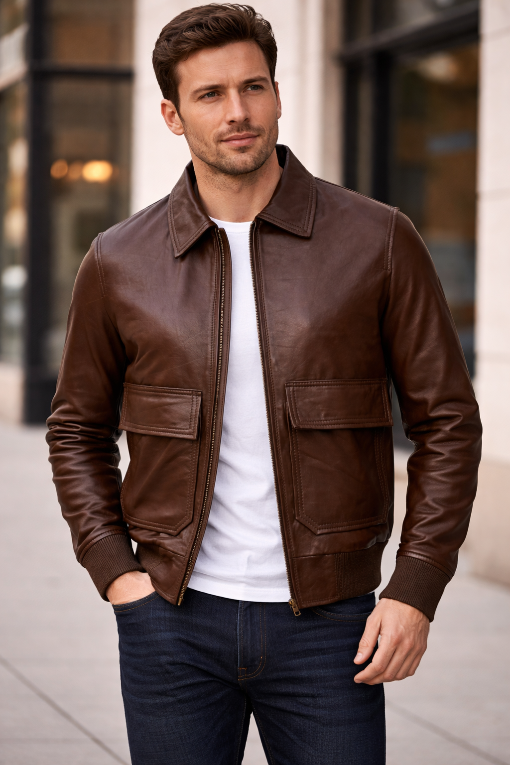 Men's Brown A-2 Leather Jacket – Classic WWII Aviator Flight Jacket