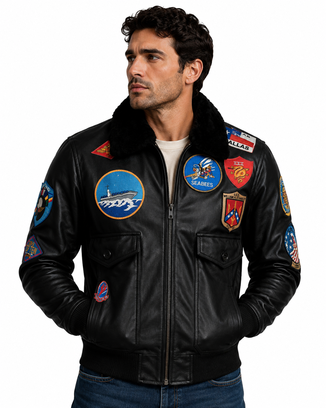 Top Gun Tom Cruise Flight Aviator Men's Real Leather New Jacket