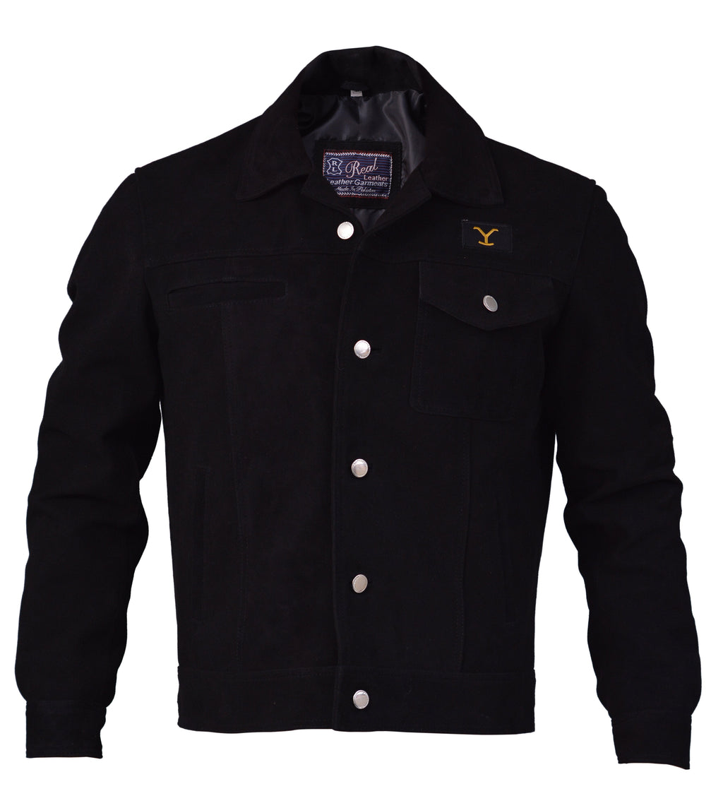Yellowstone Rip Wheeler Inspired Black Suede Leather Jacket for Men