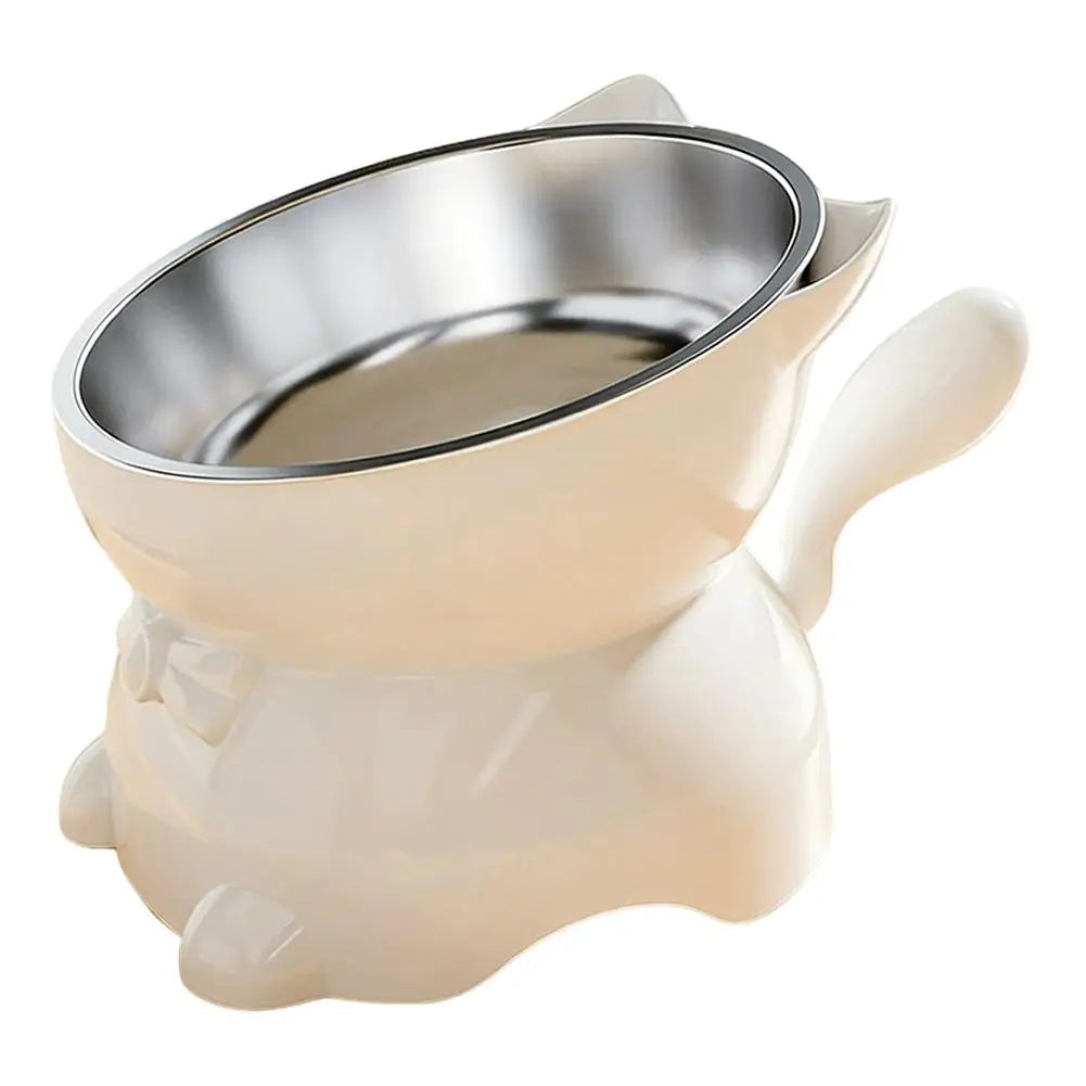 Elevated Cat Bowl with Removable Stainless Steel Inner Bowl and Cat-Ear Stand