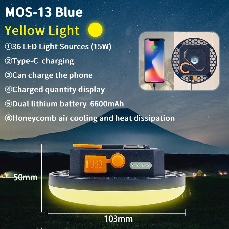 Rechargeable LED Camping Lantern with Magnet, 9900mAh Portable Tent & Work Light