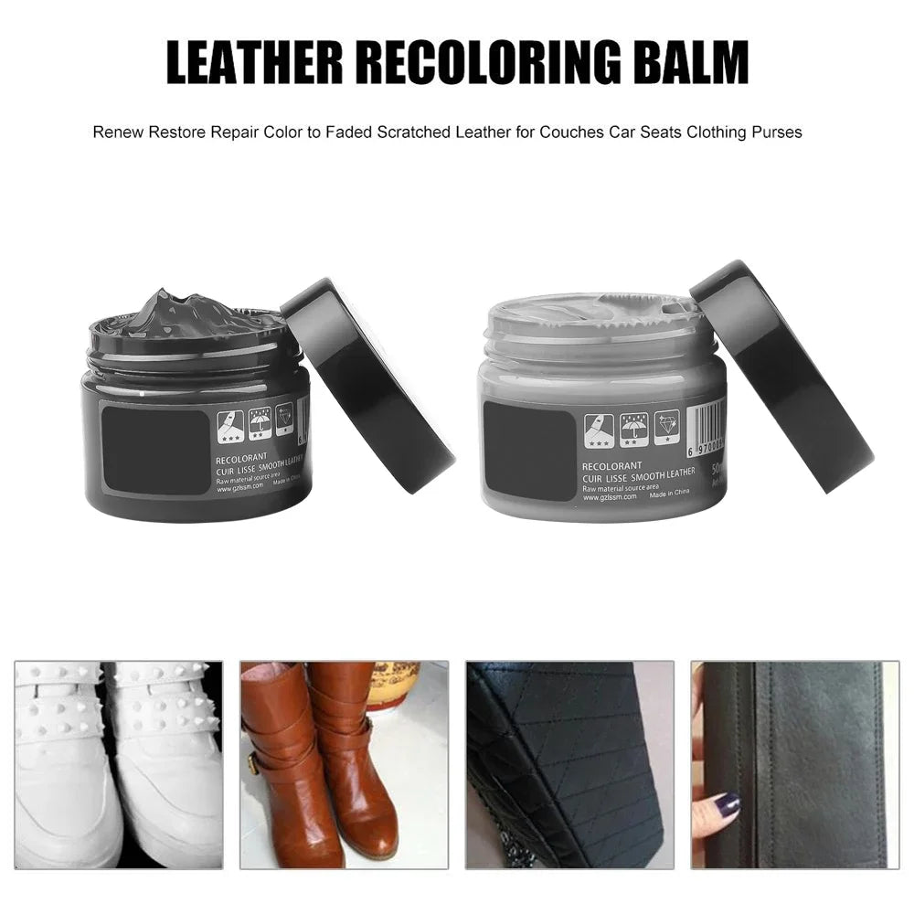 Leather Recoloring Repair Balm, 50ml, for Car Seats, Shoes and Sofas
