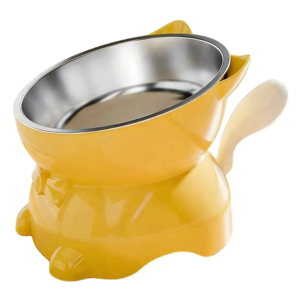 Elevated Cat Bowl with Removable Stainless Steel Inner Bowl and Cat-Ear Stand