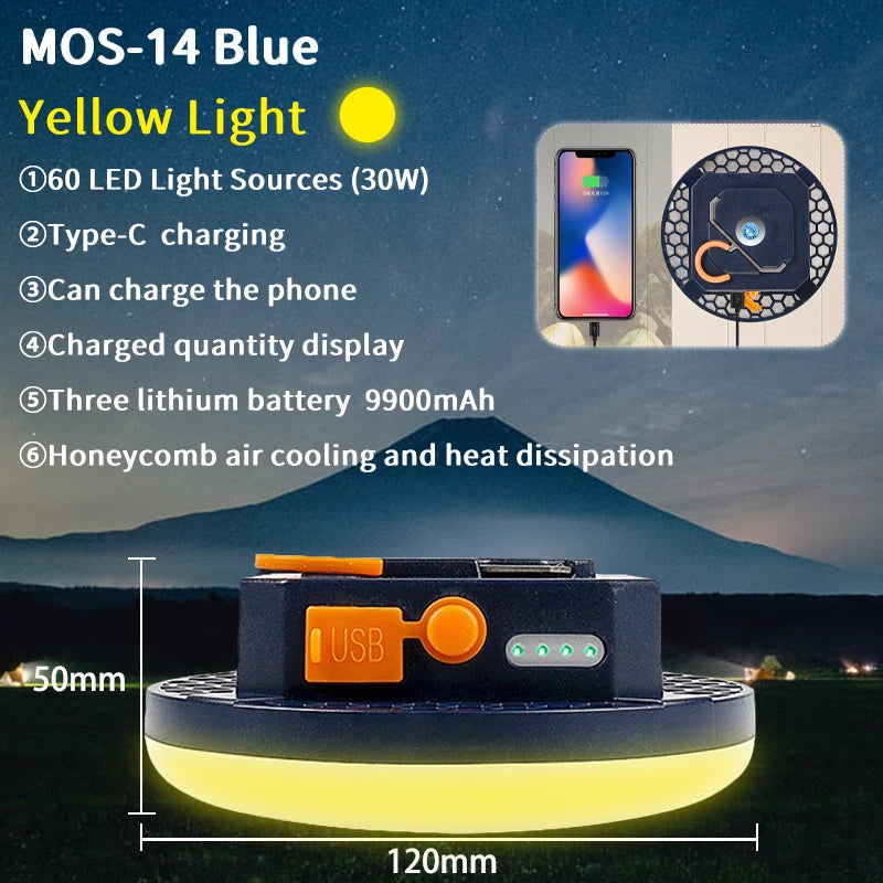 Rechargeable LED Camping Lantern with Magnet, 9900mAh Portable Tent & Work Light