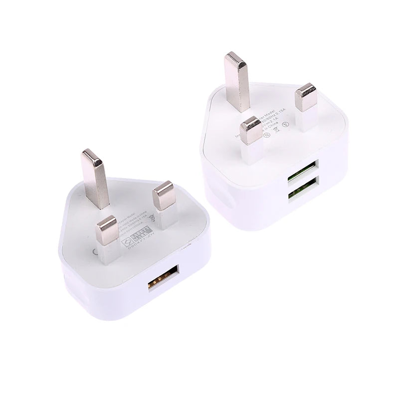 UK 3-Pin USB Wall Charger Adapter – 1/2 Port Phone Charging Plug