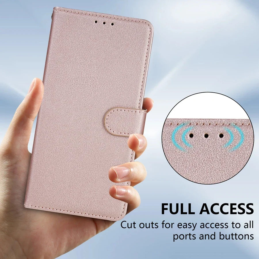 Magnetic Flip Wallet Phone Case with Card Slots for Samsung Galaxy S Series, PU Leather