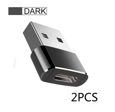 USB-A to USB-C OTG Adapter, 2 Pack in Black or Silver