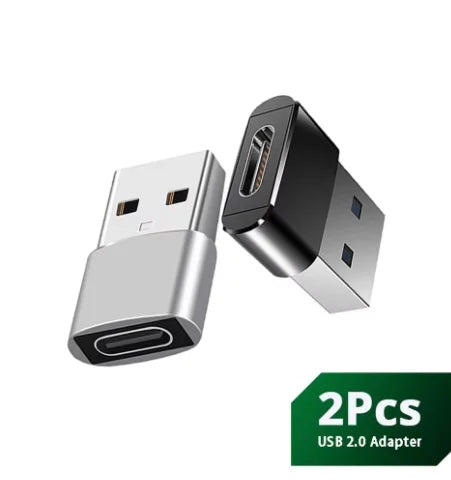 USB-A to USB-C OTG Adapter, 2 Pack in Black or Silver