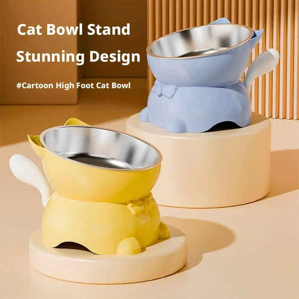 Elevated Cat Bowl with Removable Stainless Steel Inner Bowl and Cat-Ear Stand
