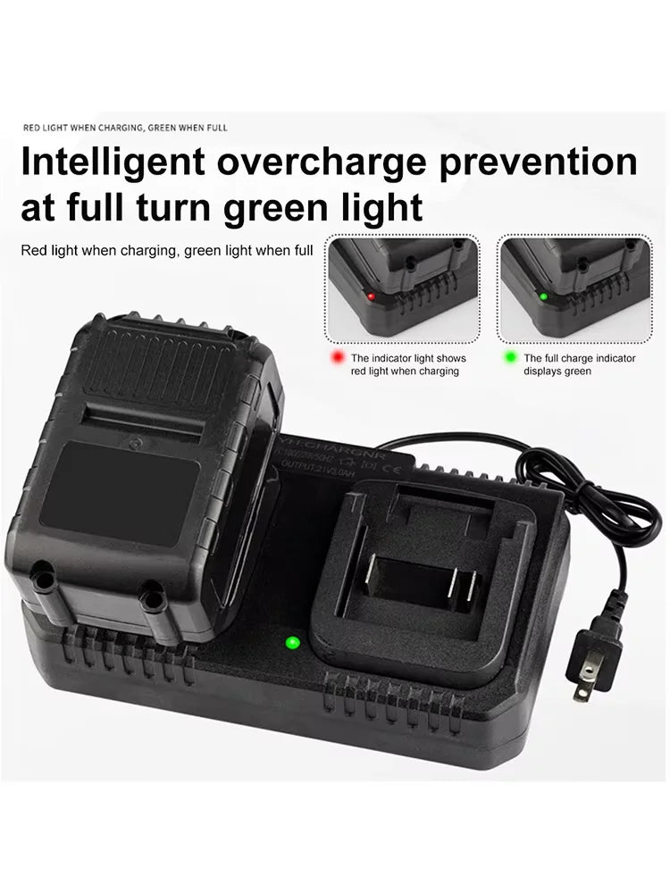 18V/21V Lithium Battery Charger – 2A/3A Adapter for Makita-Compatible Power Tools