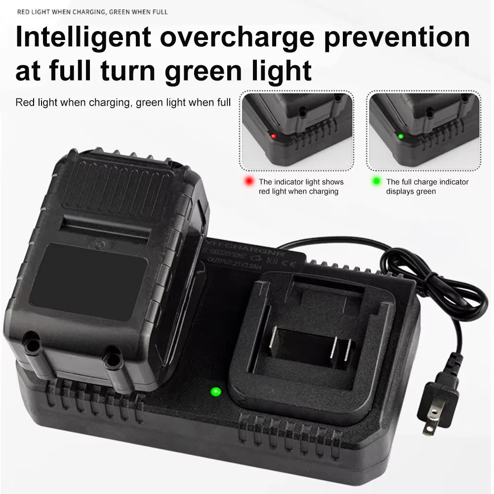 18V/21V Lithium Battery Charger – 2A/3A Adapter for Makita-Compatible Power Tools