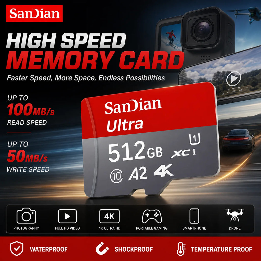 High-Speed Micro SD Card A2 – 128GB, 256GB & 512GB TF Memory Card