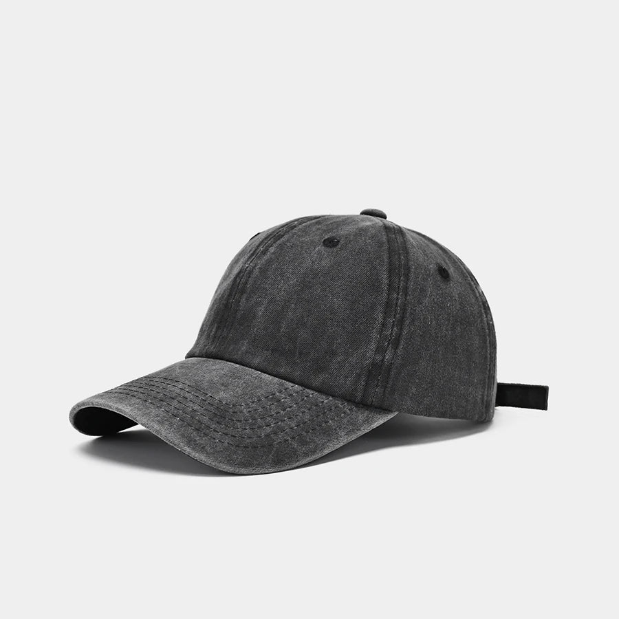 Washed Polyester Baseball Cap, Retro Distressed Style, Adult Unisex