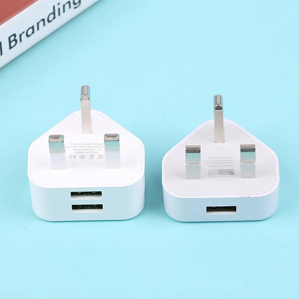 UK 3-Pin USB Wall Charger Adapter – 1/2 Port Phone Charging Plug