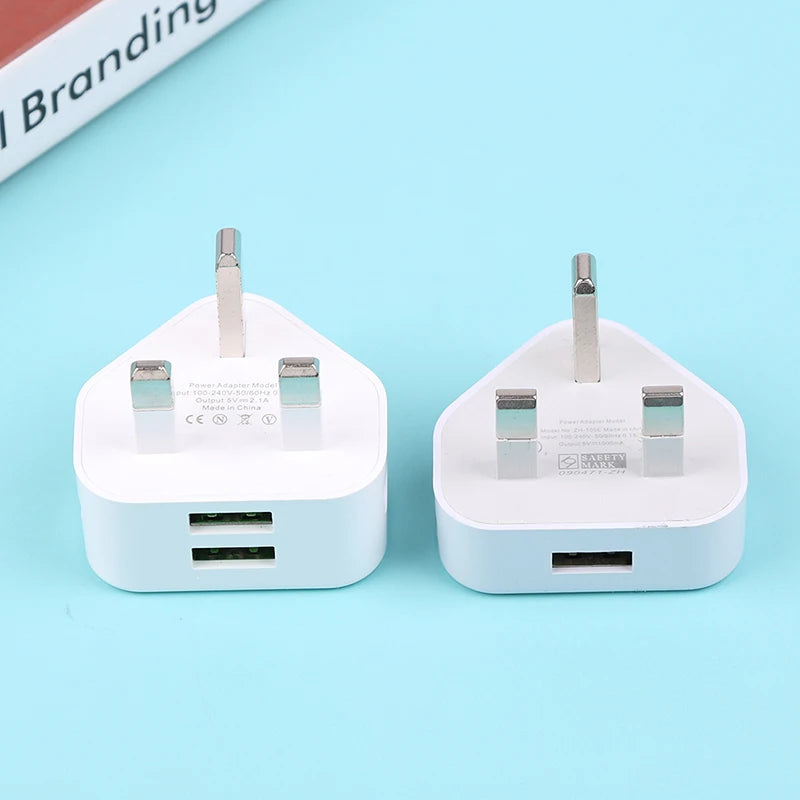 UK 3-Pin USB Wall Charger Adapter – 1/2 Port Phone Charging Plug