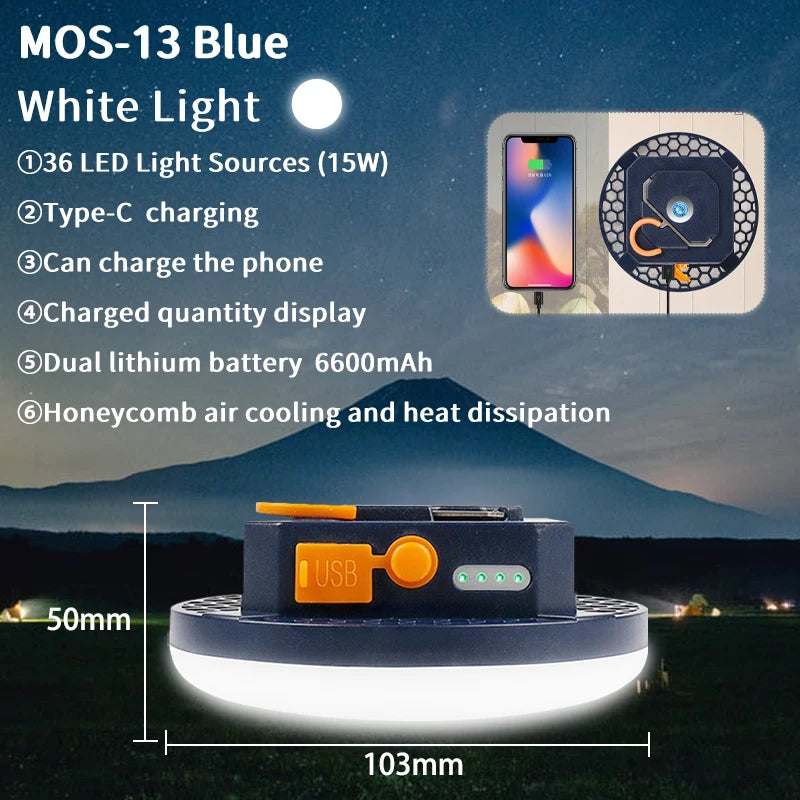 Rechargeable LED Camping Lantern with Magnet, 9900mAh Portable Tent & Work Light