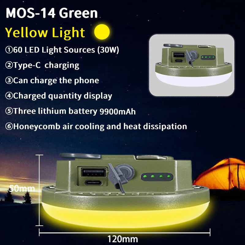 Rechargeable LED Camping Lantern with Magnet, 9900mAh Portable Tent & Work Light