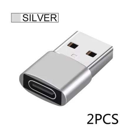 USB-A to USB-C OTG Adapter, 2 Pack in Black or Silver