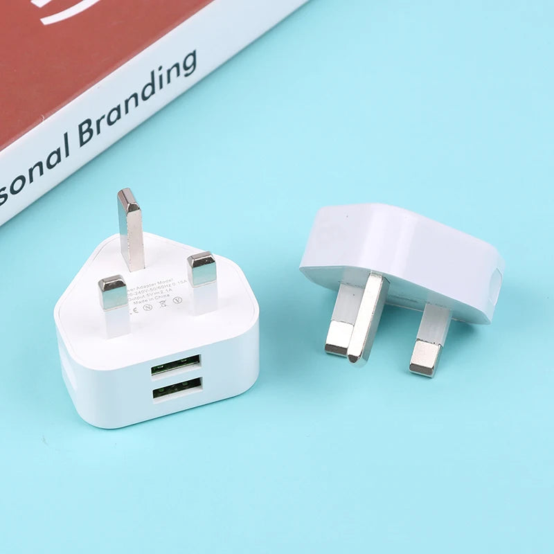 UK 3-Pin USB Wall Charger Adapter – 1/2 Port Phone Charging Plug