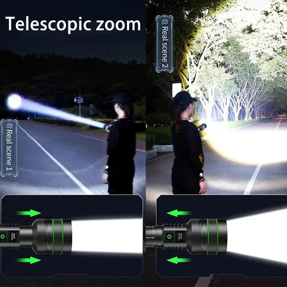 Rechargeable Zoomable LED Flashlight, Aluminum Alloy Torch for Camping and Outdoors