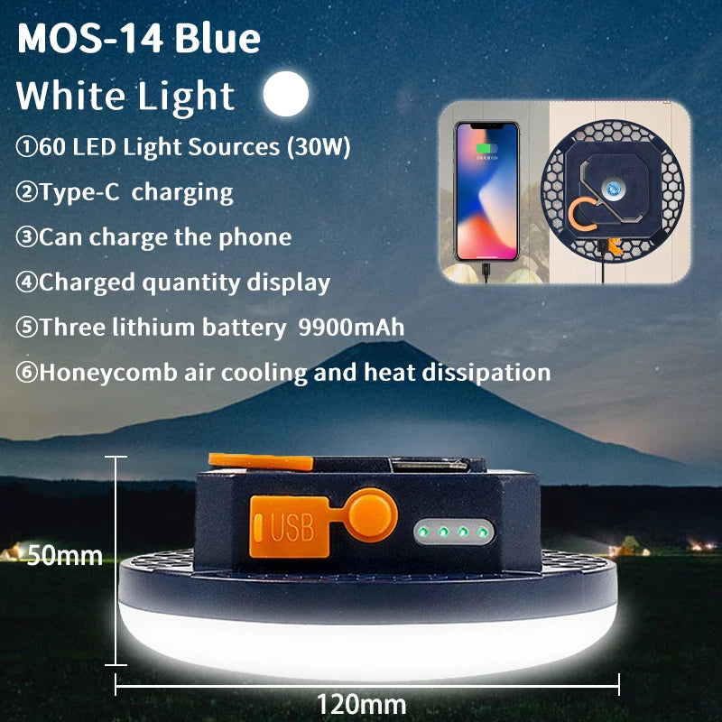 Rechargeable LED Camping Lantern with Magnet, 9900mAh Portable Tent & Work Light