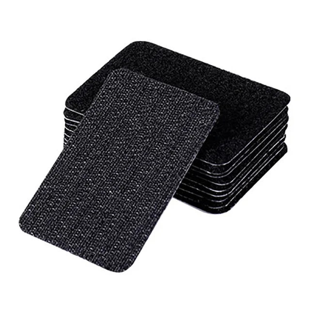 Self-adhesive hook and loop fastener dots, black, 4x6 cm