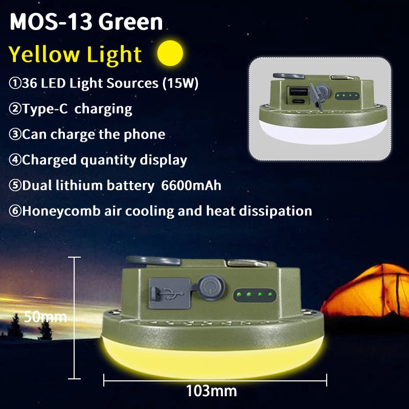 Rechargeable LED Camping Lantern with Magnet, 9900mAh Portable Tent & Work Light
