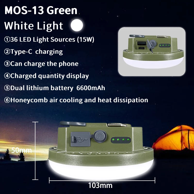 Rechargeable LED Camping Lantern with Magnet, 9900mAh Portable Tent & Work Light