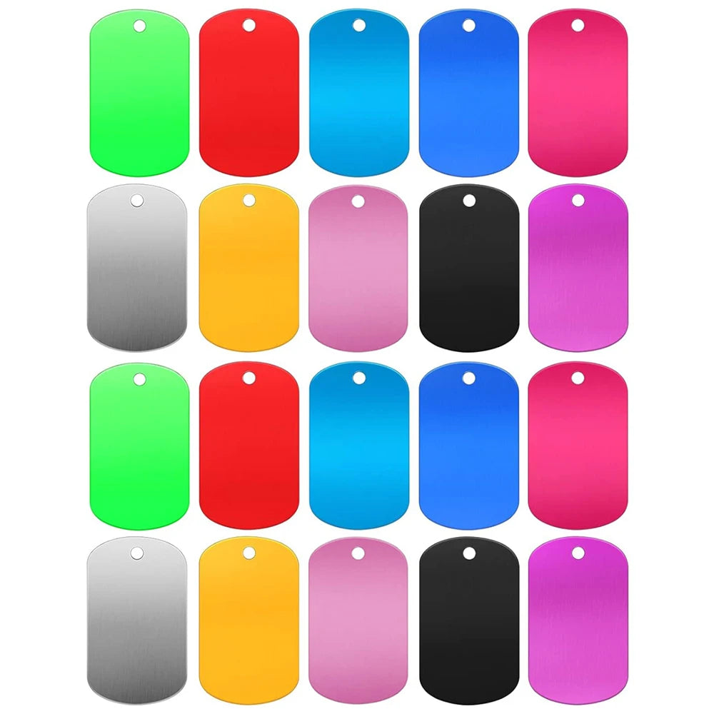 10/20Pcs Metal Stamping Blanks Aluminum Tags Multicolor Metal Tags Engraving Blanks Keychain Crafts Pet Tags Dog Tag Blank Signs
