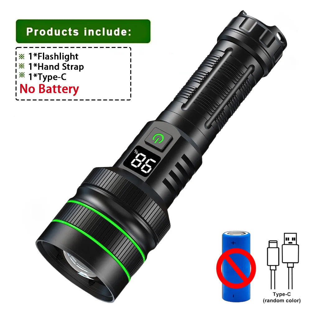 Rechargeable Zoomable LED Flashlight, Aluminum Alloy Torch for Camping and Outdoors