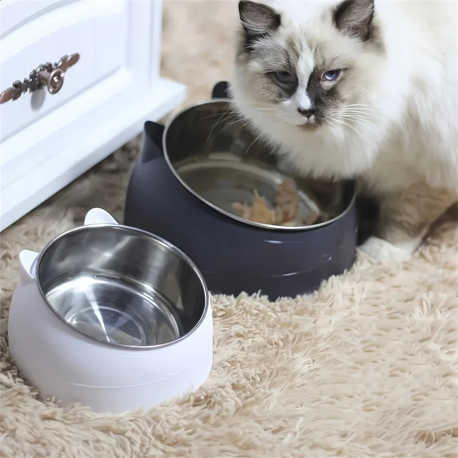 Raised tilted cat bowl with ear-shaped stand, image 4