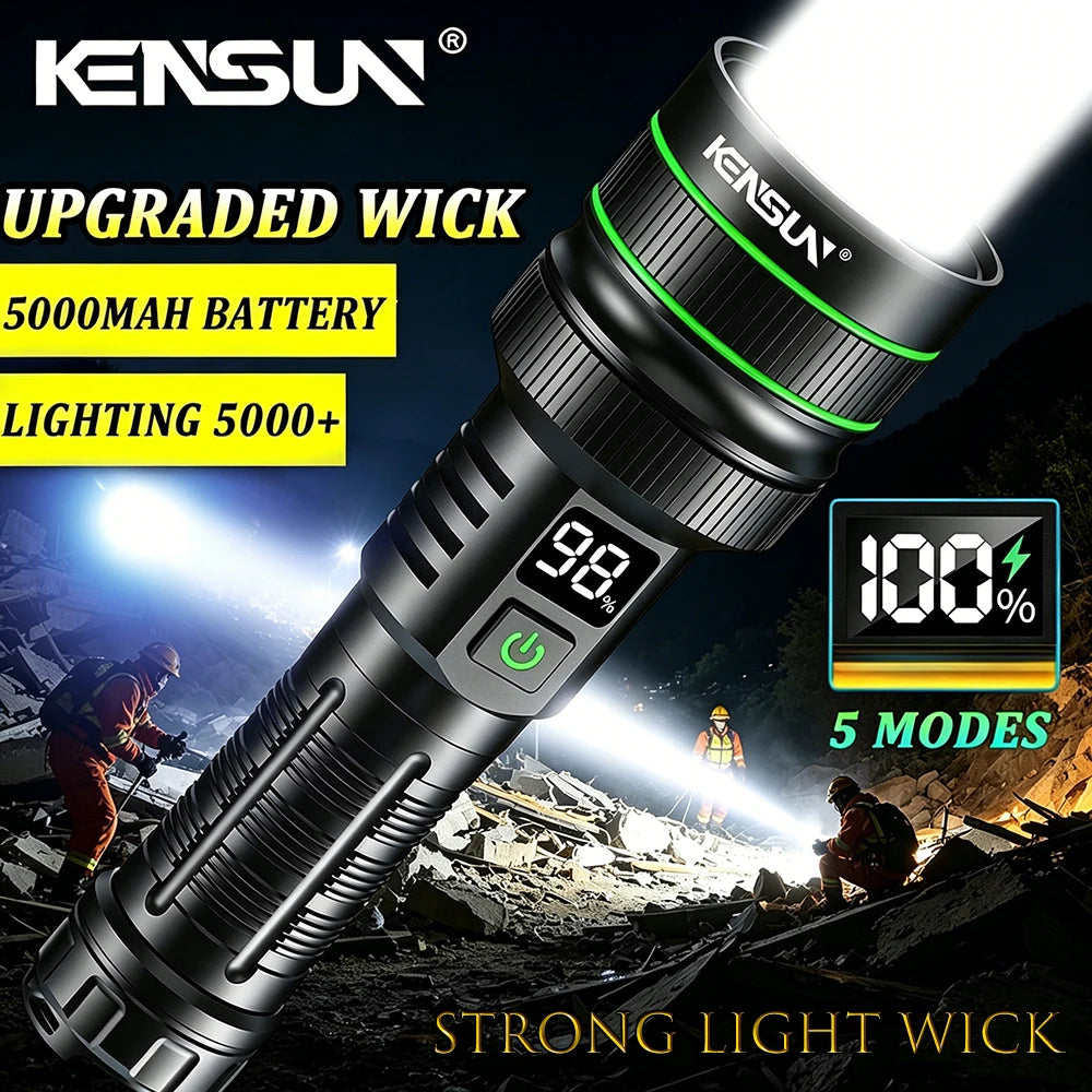 Rechargeable Zoomable LED Flashlight, Aluminum Alloy Torch for Camping and Outdoors