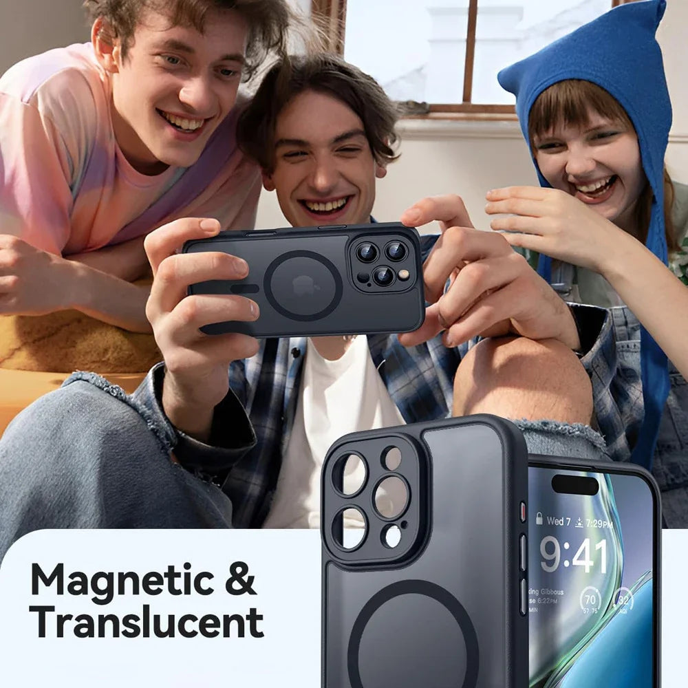 Matte Translucent Magnetic Case Compatible with MagSafe for iPhone 11 to 17 Series