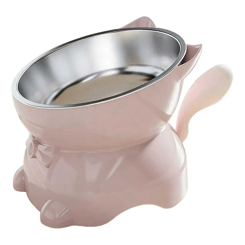 Elevated Cat Bowl with Removable Stainless Steel Inner Bowl and Cat-Ear Stand