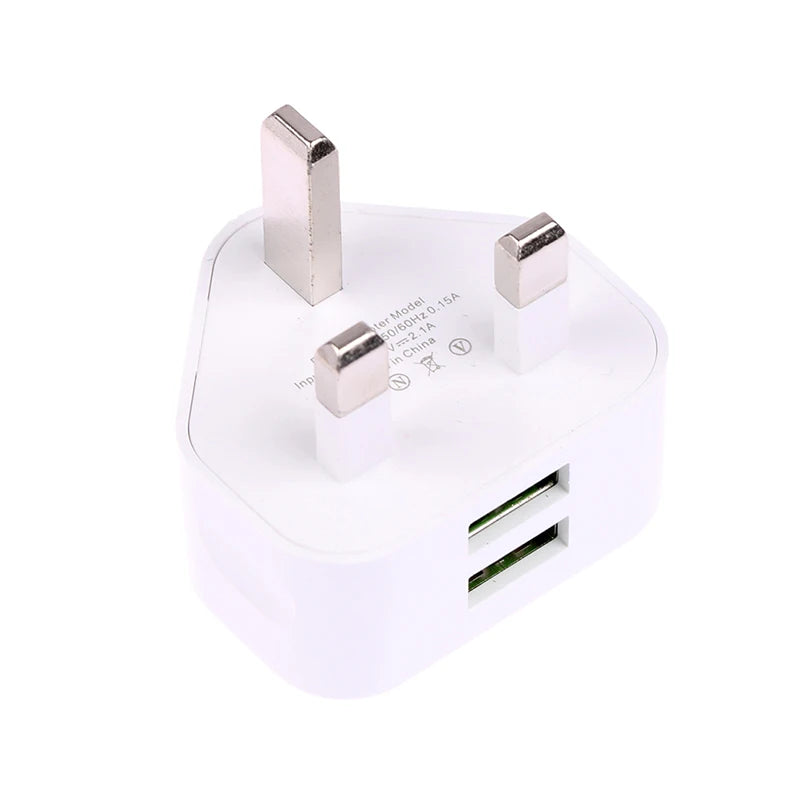 UK 3-Pin USB Wall Charger Adapter – 1/2 Port Phone Charging Plug