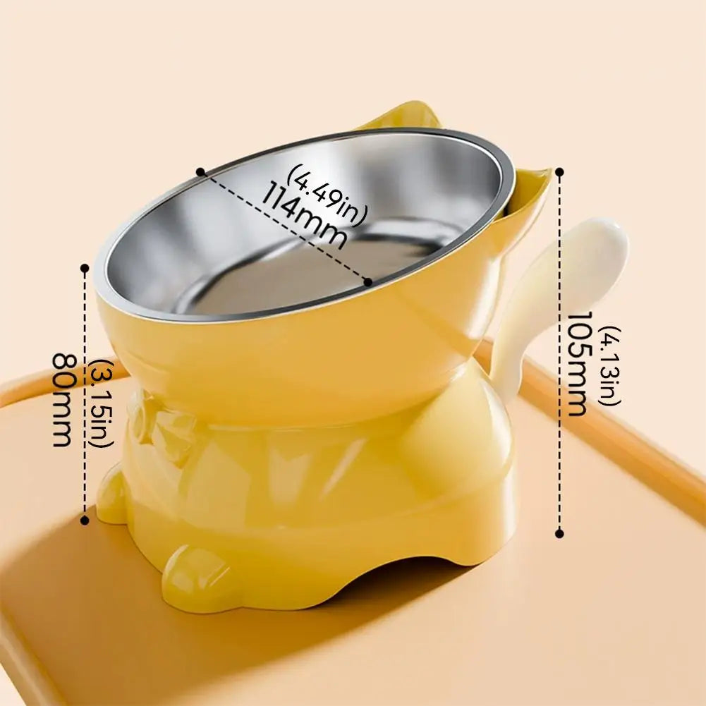 Elevated Cat Bowl with Removable Stainless Steel Inner Bowl and Cat-Ear Stand
