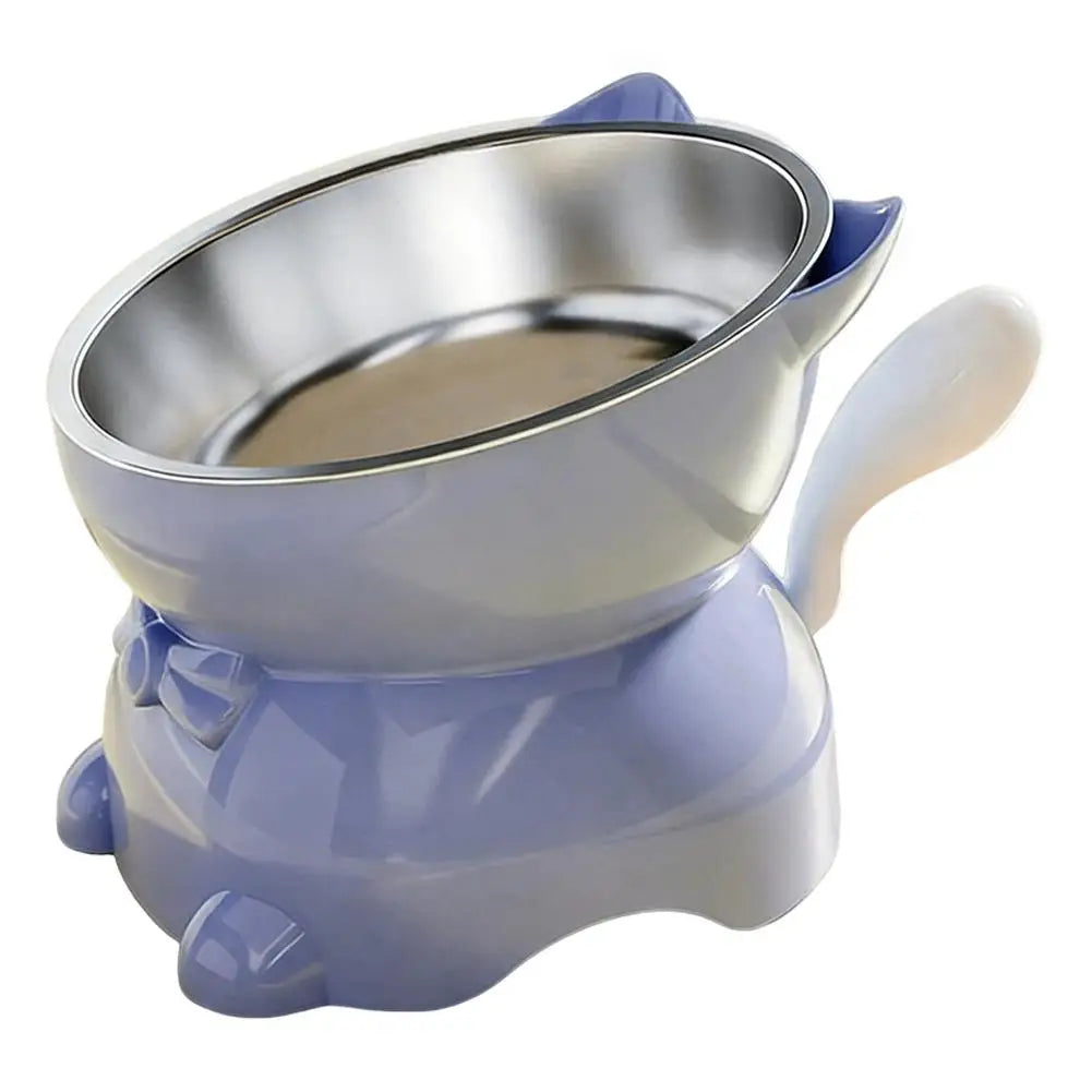 Elevated Cat Bowl with Removable Stainless Steel Inner Bowl and Cat-Ear Stand