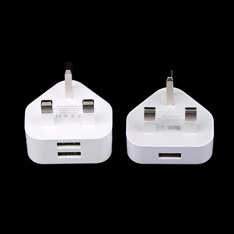 UK 3-Pin USB Wall Charger Adapter – 1/2 Port Phone Charging Plug