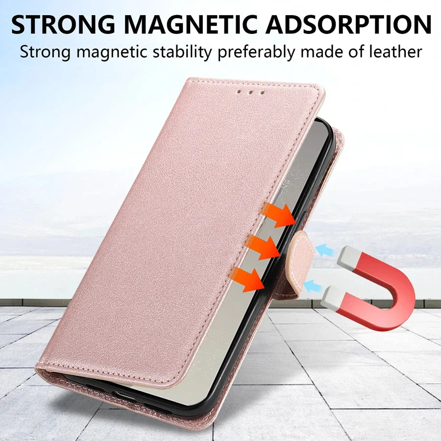 Magnetic Flip Wallet Phone Case with Card Slots for Samsung Galaxy S Series, PU Leather